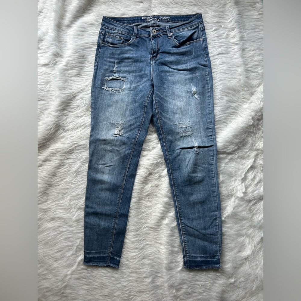 Hippie Laundry Distressed Blue Women's Stretch Skinny Jeans